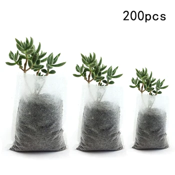 

200 Pcs Environmental Degradation Portable Cellular Alternative Non-woven Bags Nursery Seedling Nursery Bags Container Bags