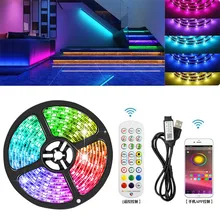 

RGB LED Strip Light Fita 5050 Luces String Flexible Lamp Tape DC5V Bluetooth Infrared Control TV Backlight Home Party Decoration