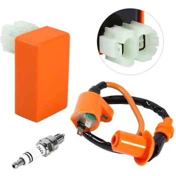 

Motorcycle Racing Performance CDI Ignition Coil Spark Plug Set Fit for GY6 50CC 125CC 150CC Scooter Motorbike Parts