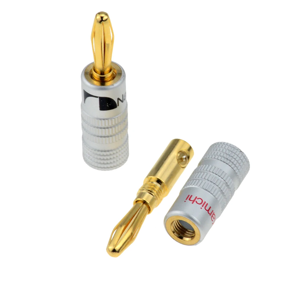 1pc Nakamichi Banana Plug 24k Gold Plated Copper Bfa 4mm Banana Connector Male Speaker Plug
