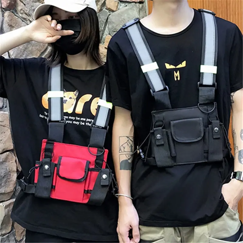 

Hong Kong Style Locomotive INS Cool Couples Waistcoat Style Satchel Korean-style New Style Reflective Crossbody Bag Cool Chest P