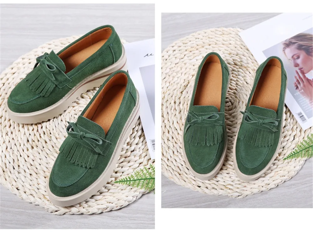 HX 2859-2019 Fashion Tassel Women's Platforms Shoes Genuine Leather Womans Sneakers-6