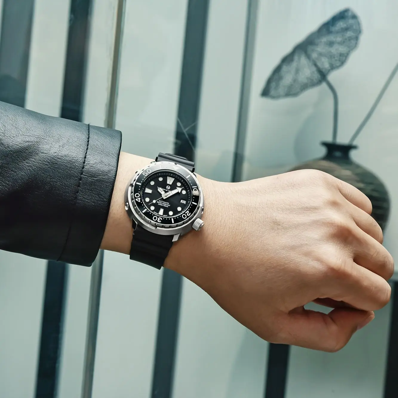 PAGRNE DESIGN New 45mm Stainless Steel Large Dial  Mechanical Wristwatch 300m Waterproof Automatic Sapphire Glass Watch fro Men
