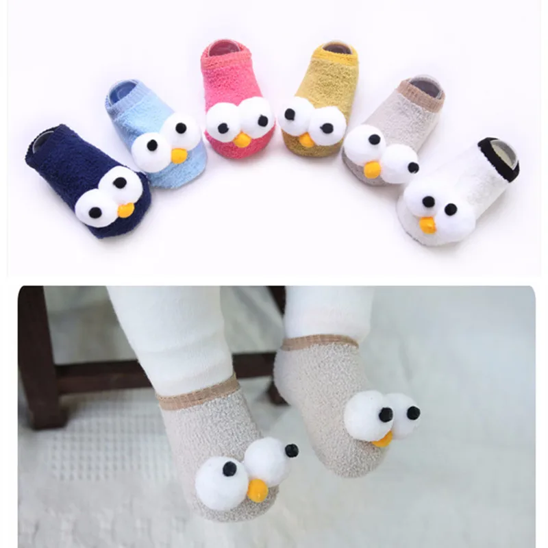 

Cartoon with Big Eye Baby Floor Socks Anti-slip Learner Baby Socks 0-1-3-Year-Old Children No-show Socks