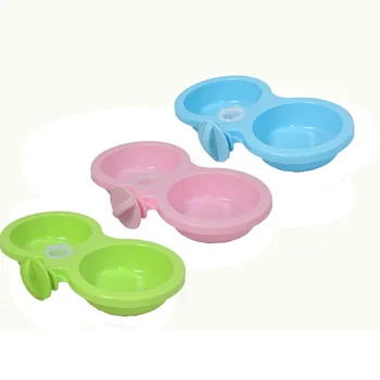 

Pet Bowl Pure Plastic Hanging Cage Fixed Double Bowl Cat Dog Diet Food Bowl Household Dual-use Pet Food Utensils Supplies