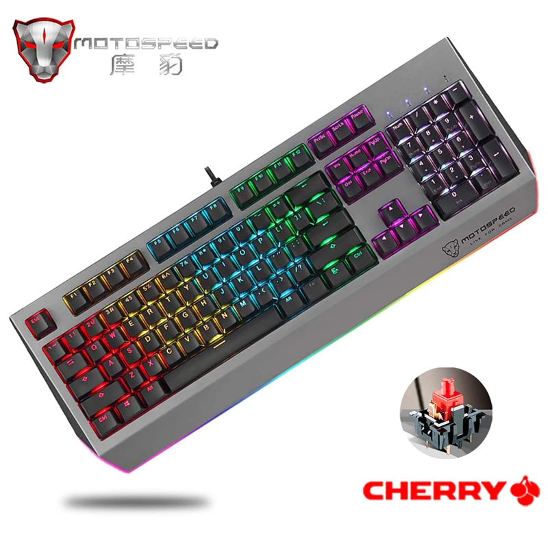 Распродажа! MOTOSPEED CK99 игровая Проводная Механическая клавиатура 104 клавиш реальный RGB переключатель Cherry светодиодный с подсветкой анти-ореолы для игры