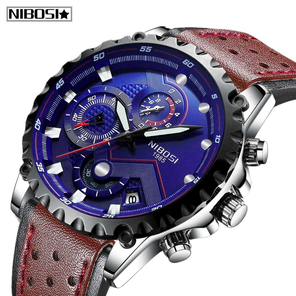 

NIBOSI Men Watch Relogio Masculino Large Face Dial Sports Watches Men's Fashion Army Watch Men Military Clock Quartz Wristwatch