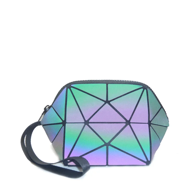 Женская сумочка для косметики из искусственной кожи маленький клатч женский с коротким ремешком косметичка для путешествий Геометрическая Сумка светящийся цвет - Цвет: Luminous-1