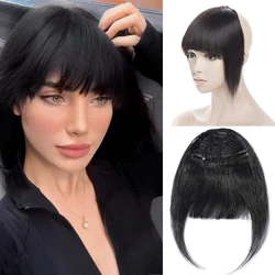 SEGO 25g Clip in Bangs 100% Human Hair Bangs Fringe Thick Blunt Cut with Temples Real Hair for Women 3 Clips Hairpiece