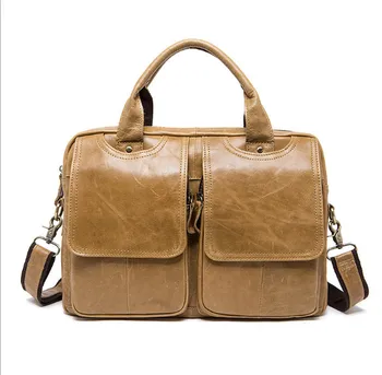 

Genuine Leather Laptop Bag Casual Mens Bags Tote Crossbody Bags Men's Briefcase Laptop 14'' Messenger Bag Men's shoulder bags