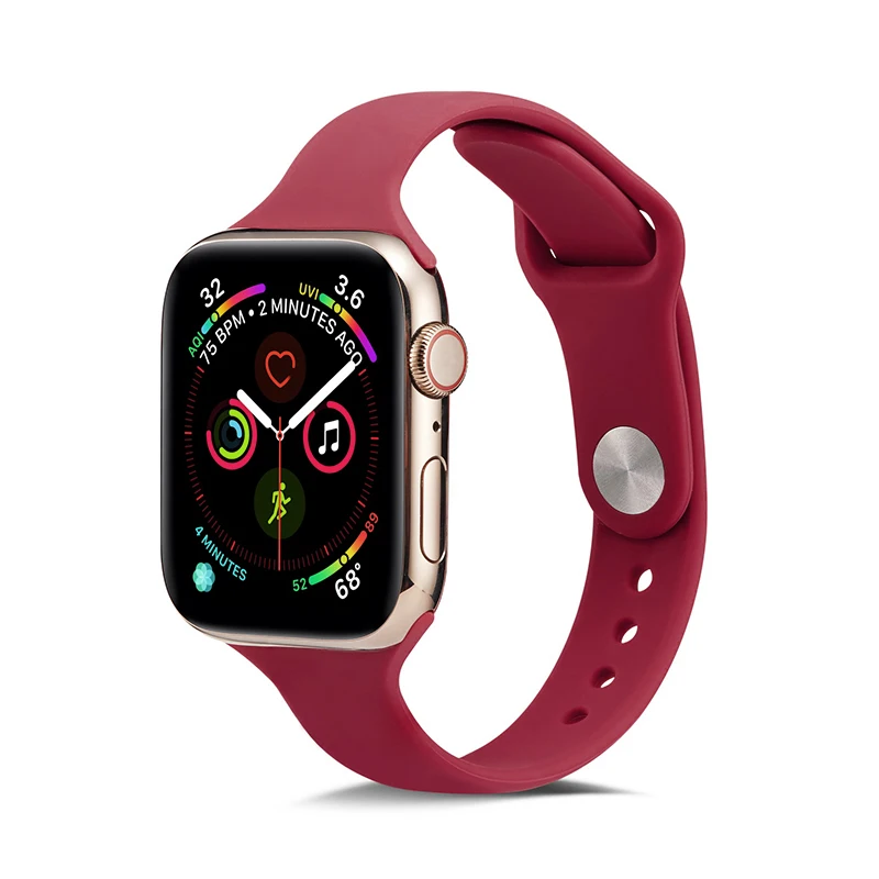 Мягкий тонкий силиконовый спортивный ремешок для Apple Watch 5 4 3 2 1 38 мм 42 мм, резиновый ремешок для часов Iwatch series 5 4 40 мм 44 мм - Цвет ремешка: 08 Rose Red