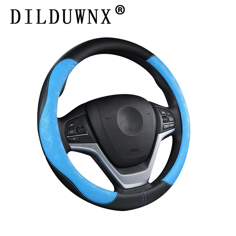 

DILDUWNX 38cm / 15 Inch Car Steering Wheel Cover Leather Car Interior Protection Accessories