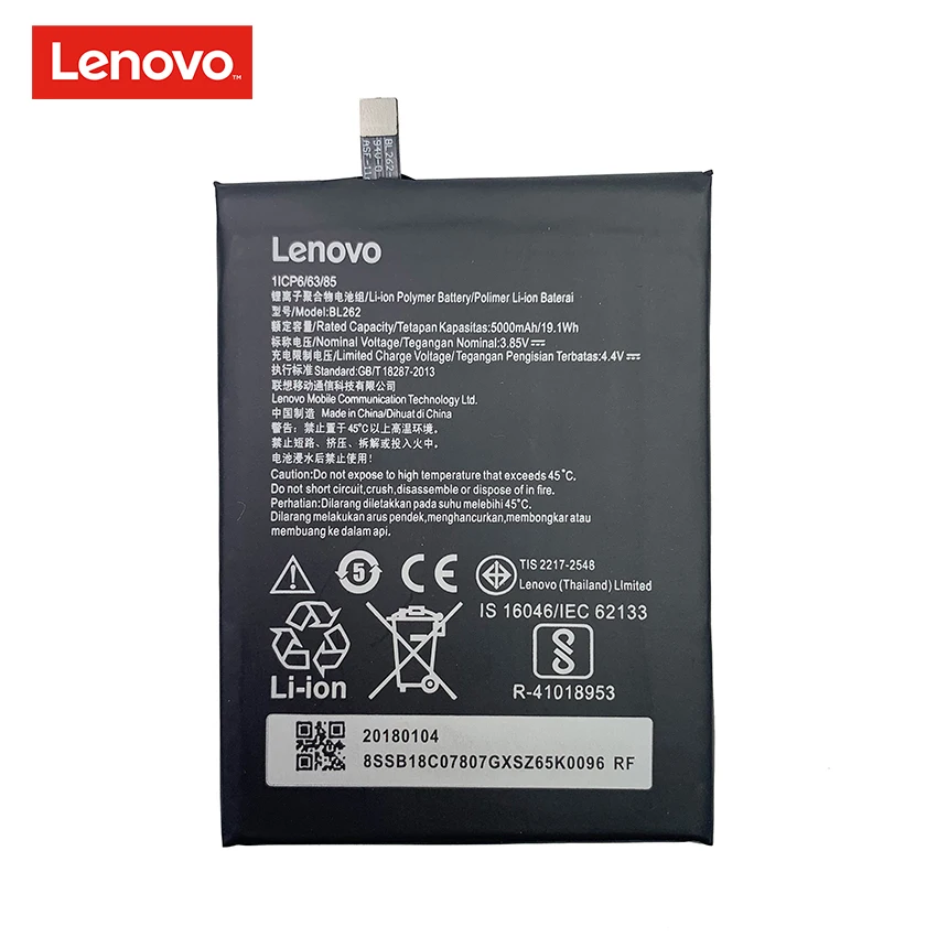 100% Original 5000mAh BL262 Battery For Lenovo Vibe P2 P2C72 P2A42 Mobile Phone Replacement Batteries Bateria mobile charger