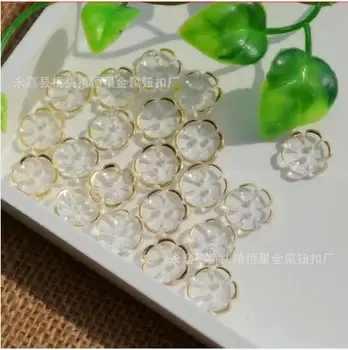 

5PCS transparent acrylic buttons gold trim sweater coat children's clothing