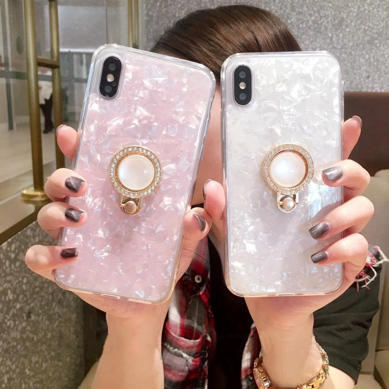 Fashion ring bracket Case For iPhone 11 Pro XS MAX X XR Shell pattern Protective case 7 8 Plus Creative back cover | Мобильные