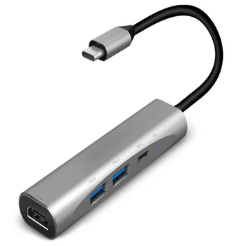 

Aluminum 4 in 1 Type-C Docking Station 4K HDMI USB 3.0/USB2.0 Hub Multifunction Extender Adapter for PC Macboo k