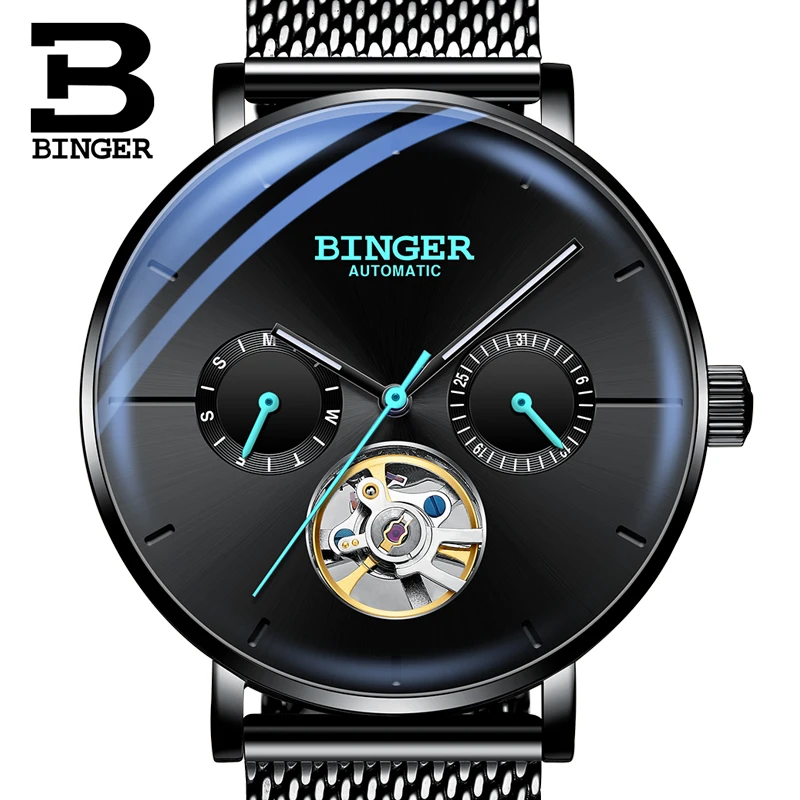 

Switzerland BINGER Men Watches Luxury Brand Sapphire Japan Automatic Mechanical Men's Watch Luminous Hands Male reloj hombre