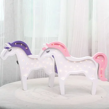 

Unicorn Horse LED Nightlight Handmade Children's Bedroom Table Lamp Nordic Style Decorative Children's Puzzle Toy Fairy Lamp