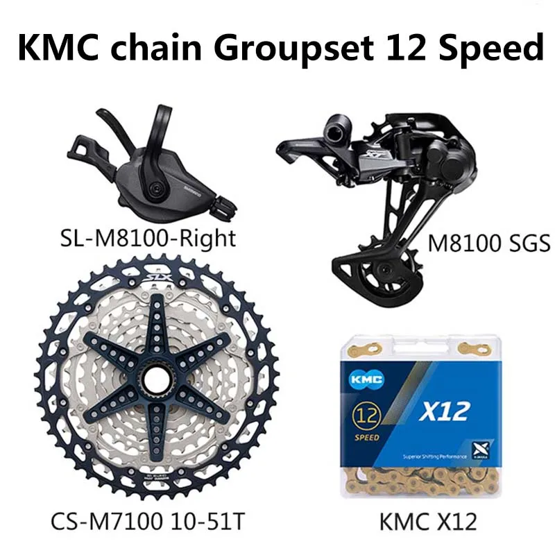 Shimano DEORE XT M8100 12 Speed Groupset MTB Mountain Bike 1x12-Speed Shifter Lever Rear Derailleur CS-M7100 Cassette KMC Chain