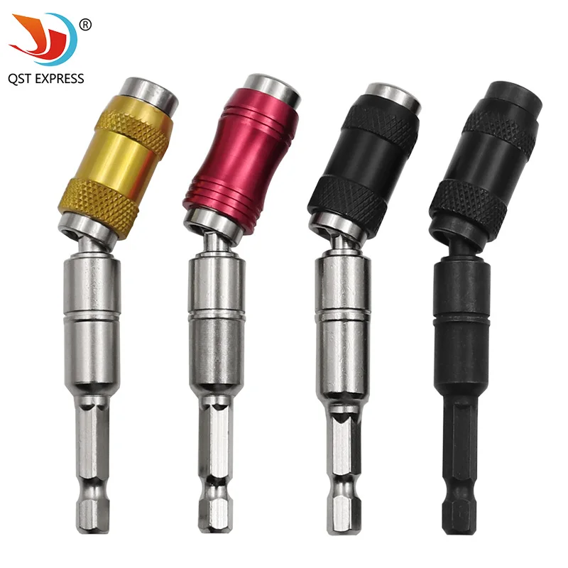 1/4" Pivoting Magnetic Screw Drill Bit Tip Holder Screwdriver Woodworking Tool Quick Change Locking Guide Bit Extension Rod