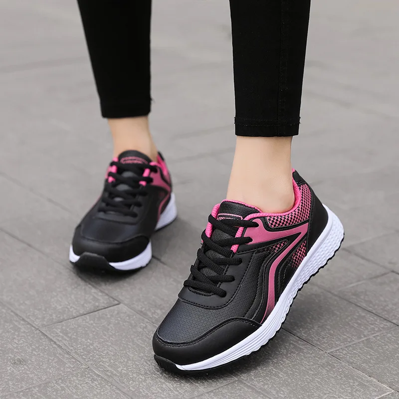 

Autumn Sports Plus Velvet Warm WOMEN'S Shoes Middle-aged Mom Winter Leather Anti-slip Students Casual Running Shoes