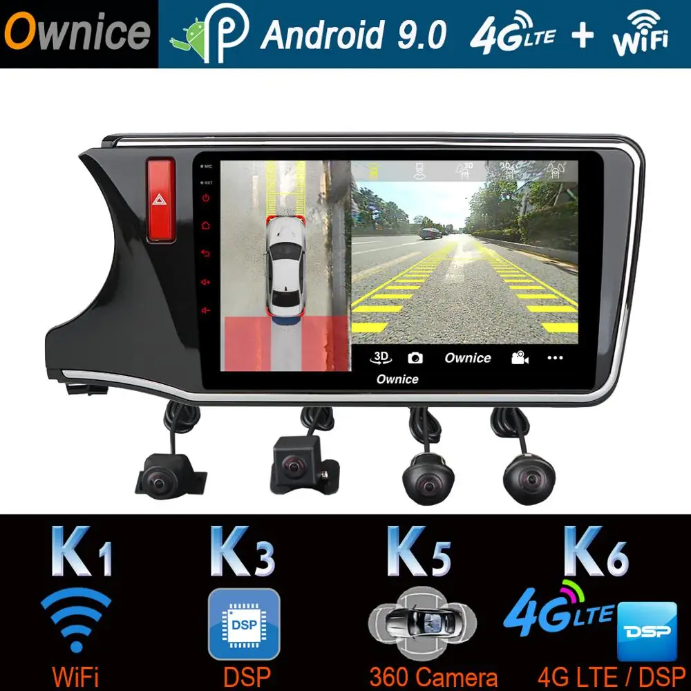 360 ° панорамный Android 9 0 4 + 64G GPS радио CarPlay DSP автомобильный мультимедийный плеер для