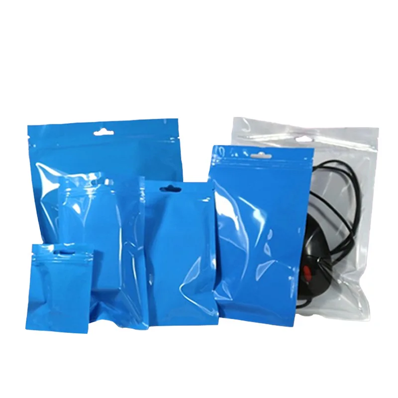 Clear/blue Bags Glossy Plastic Food Storage Pouch Thick Packing Bag