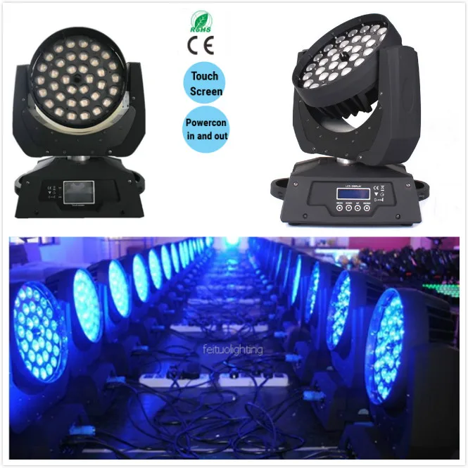 Zoom 36x18w rgbaw+ uv led moving head zoom wash disco dj сценический светильник