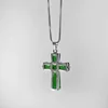 Luxury Silver Color Irregular Zircon Cross Emerald Pendant Necklaces For Women /Girls Fashion Charm Party Choker Jewelry Gift 3