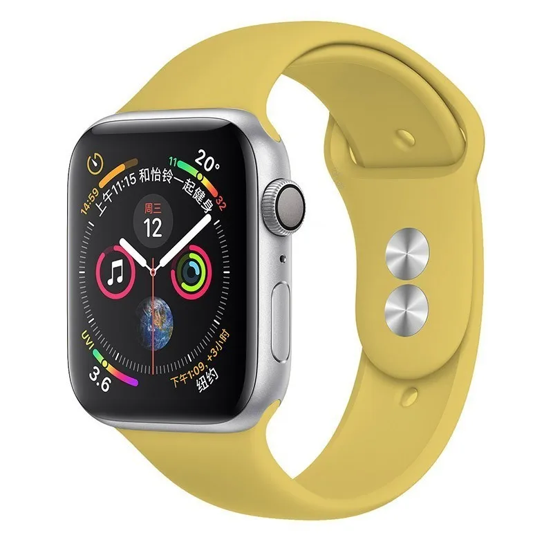 16 Pollen yellow Силиконовый ремешок для Apple Watch band 44 мм 42 мм iwatch series 5 4 3 2 1 браслет 40 мм 38 мм pulseira умные часы аксессуары петля - Цвет ремешка: 16 Pollen yellow