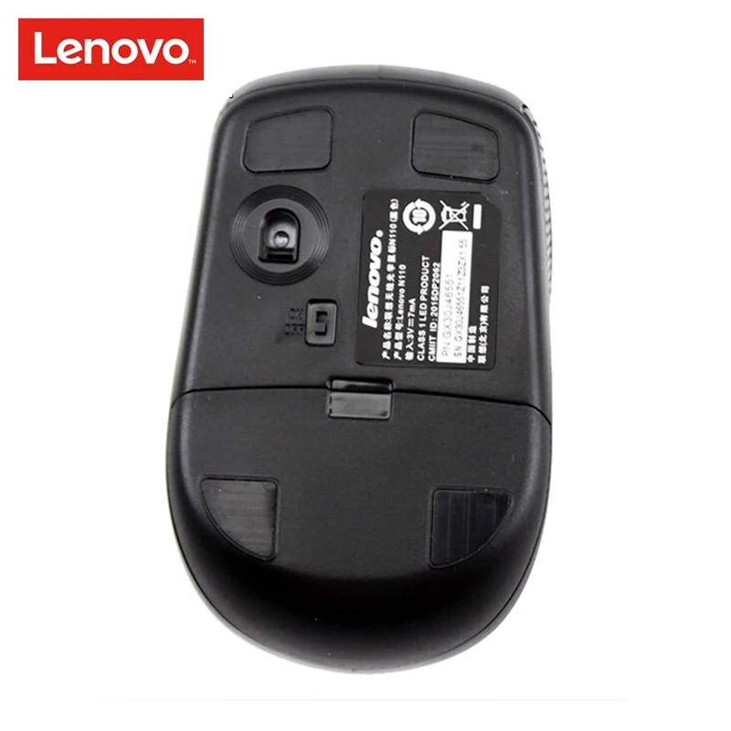 LENOVO N110 беспроводная мышь Двусторонняя роликовая мышь с 2,4 ГГц Беспроводная 1600 точек/дюйм Поддержка Официальная проверка для портативных ПК