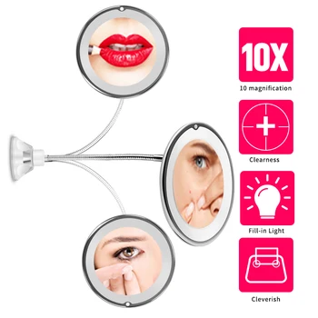

LED Mirror Makeup Mirror With LED Light Vanity Mirrors Rotating Cosmetic Miroir 10X Magnifying Mirrors Beauty Makeup Mirrors