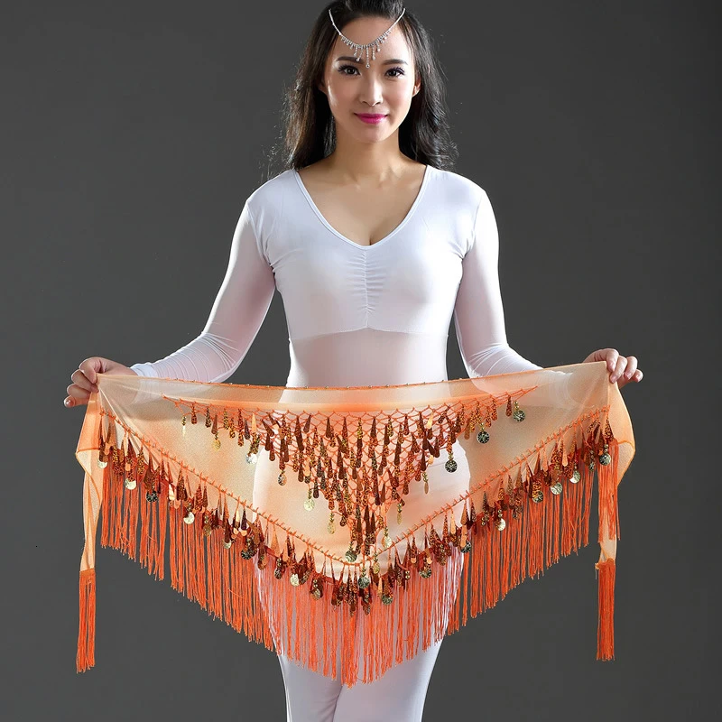 DJGRSTER New Handmade Beaded Hip Scarf Belly Dance Waist Band Golden Silver Gypsy Tassel Sequins Tribal Belt Belly Dance Costume (2)