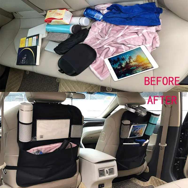 Автомобильная сумка для хранения на заднем сиденье, органайзер на переднее сиденье, детская карманная сумка, автомобильный коврик для путешествий 600D, ткань Оксфорд