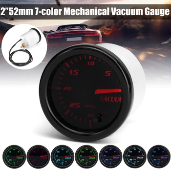 

2 Inch 52mm Universal Car Mechanical Vacuum Gauge Digital Display 7 Color LED Tinted Car Odometer -30 to 0 in HG