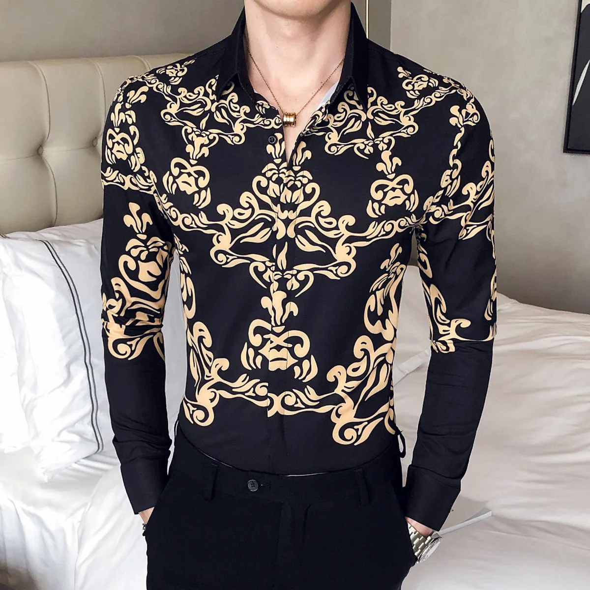 Camisa Masculina Party Shirt Men Floral 