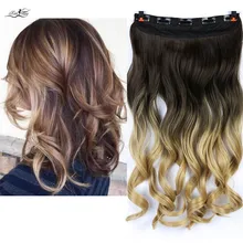 Натуральный синтетик longo ondulado grampo de cabelo em удлинитель de cabelo fibra alta температура falso pedacos de cabelo