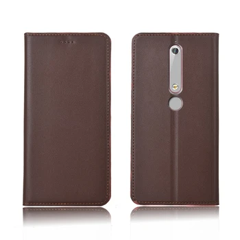 

Genuine Leather magnetic flip case card slot holder for Nokia 6 2018 case for Nokia 6 phone case funda standing leather case