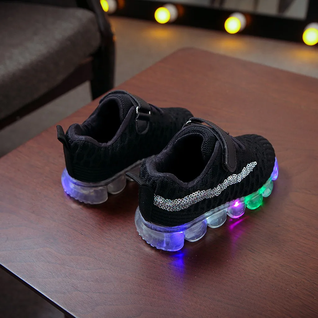 Детские кроссовки для маленьких мальчиков и девочек; Светящиеся спортивные кроссовки с сеткой; Повседневная обувь; Chaussure Enfant; осень года