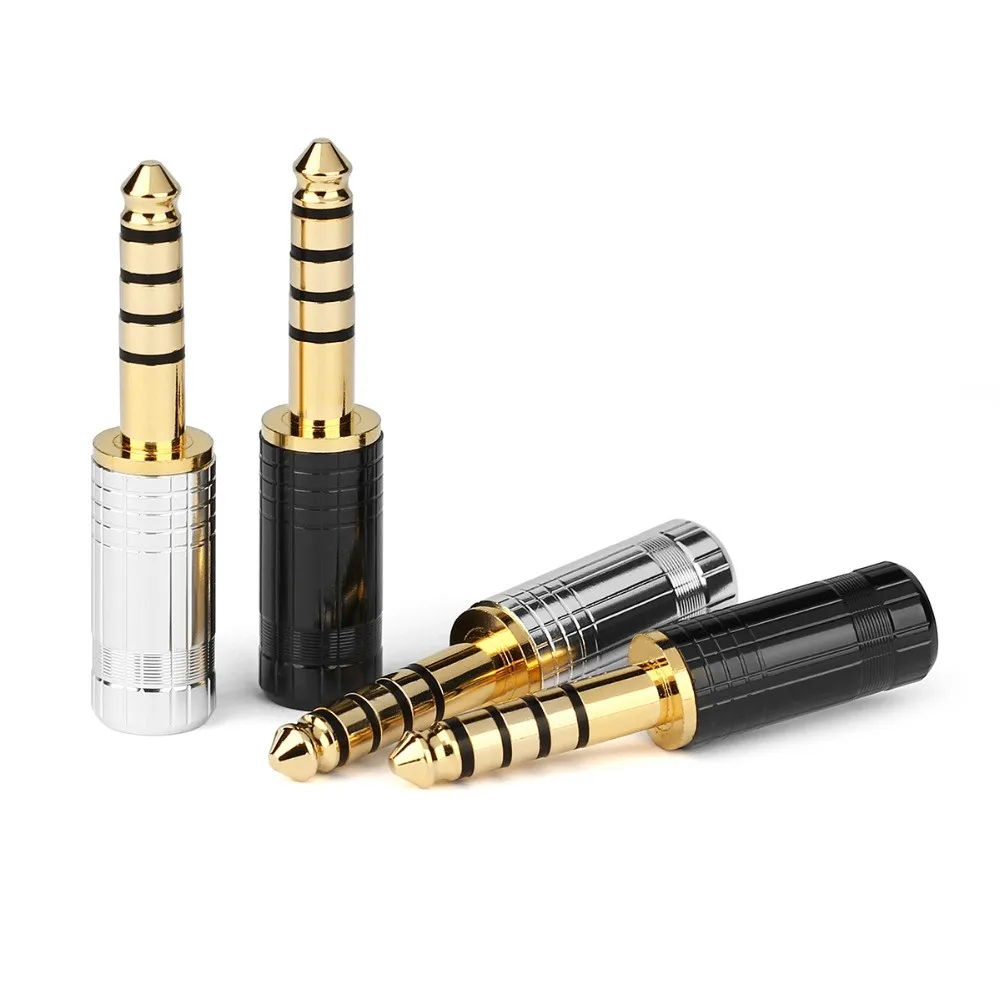 10PCS 4 4mm 5 Poles Audio Connector Audio Jack Male Headphone Jack Stereo Solder Wire Gold Plating Plug DIY HIFI Adapter