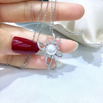 

925 Sterling Silver Pendant Base Component Findings Settings Women's Parts for Oyster Edison Pearl Coral Jade Beads Stones