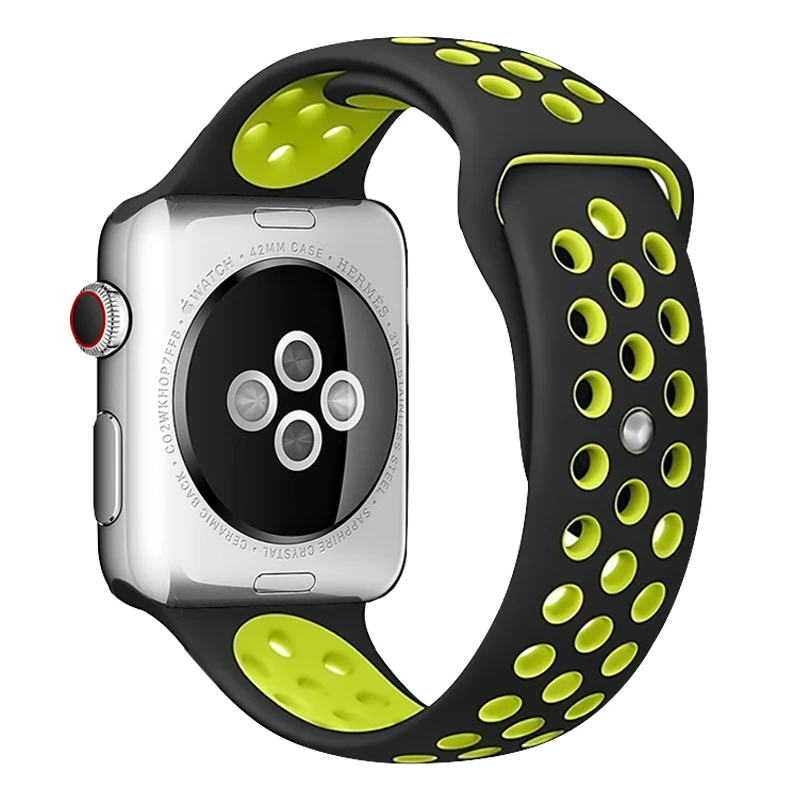 Ультра мягкий дышащий силикон резиновый спортивный ремешок для Apple Watch 4 3 2 1 42 мм 38 мм