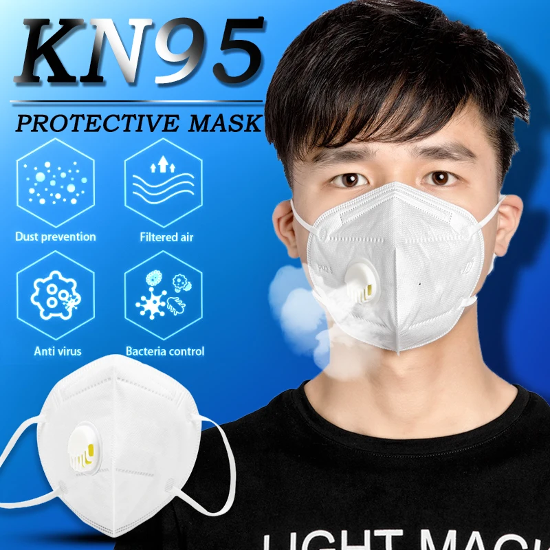 

Adult White Gray Breathing Respirator Valve KN95 Mask Dustproof Windproof Anti Virus PM2.5 Mask Face Mouth Cover For Outdoor