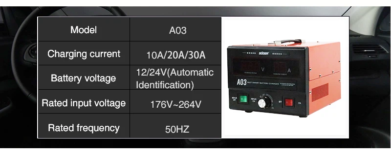 Suoer【гелевый аккумулятор зарядное устройство трехфазное интеллектуальное автомобильное зарядное устройство 30A 12 В 24 В 50 Гц светодиодный