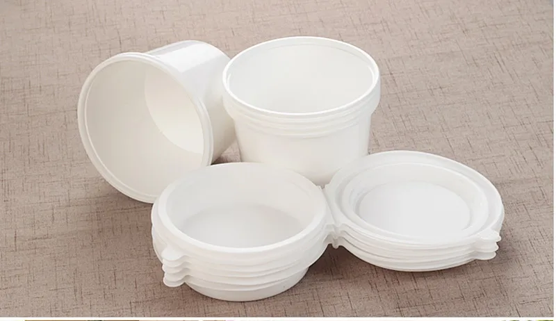 50 шт белые пластиковые контейнеры для еды одноразовые чашки 1000 мл креативная упаковка для еды на вынос фруктовая лапша Ланч-бокс с крышкой
