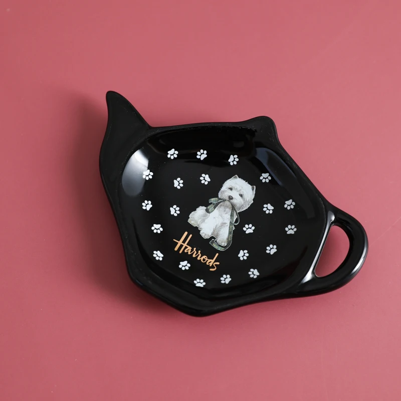 

Black Ceramic Teapot Shape Tea Bag Saucer Snack Saucer Flavour Saucer