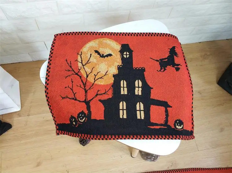 Jacquard Halloween Table Runner Foreign Trade Placemat Funny Castle Doily Halloween Day Decoration Amazon