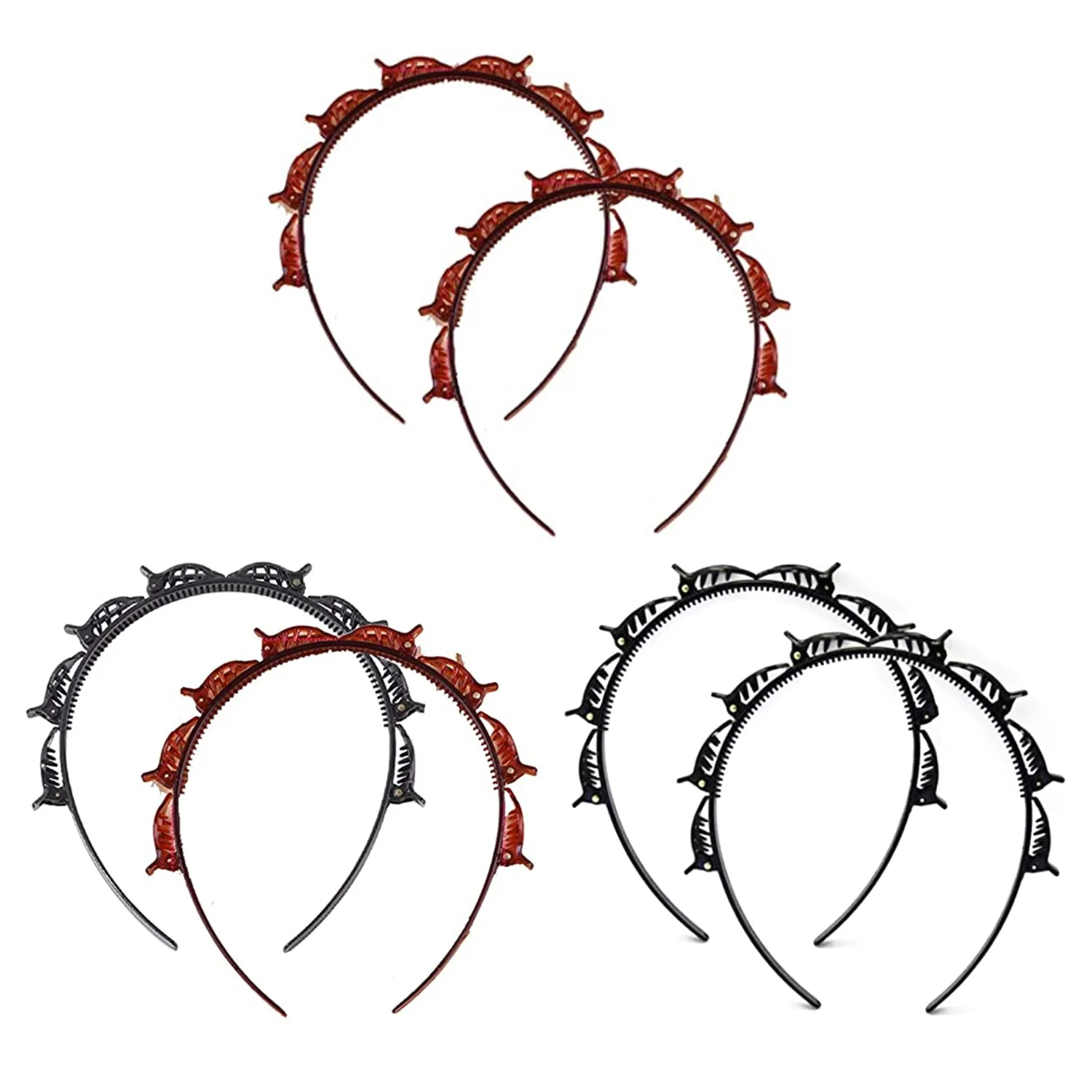 Liquidación 2 uds. De coleteros dobles para mujer, horquilla para peinado de resina trenzada, diadema para el pelo, diadema con Clips para cumpleaños y Navidad kjQlMO6930R