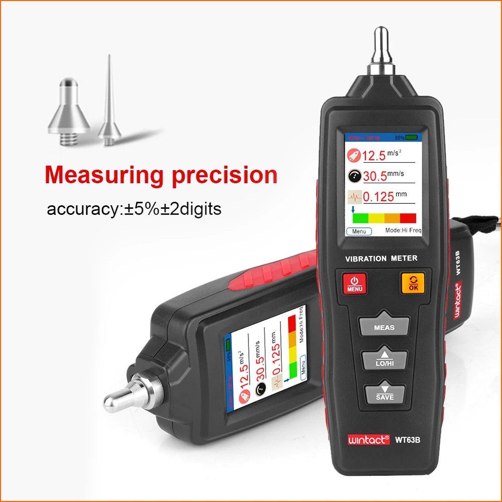 WINTACT Vibration Analyzer Vibrator Analizador De Vibraciones Digital Vibration Meter Tester Handheld WT63B Medidor Vibraciones 3