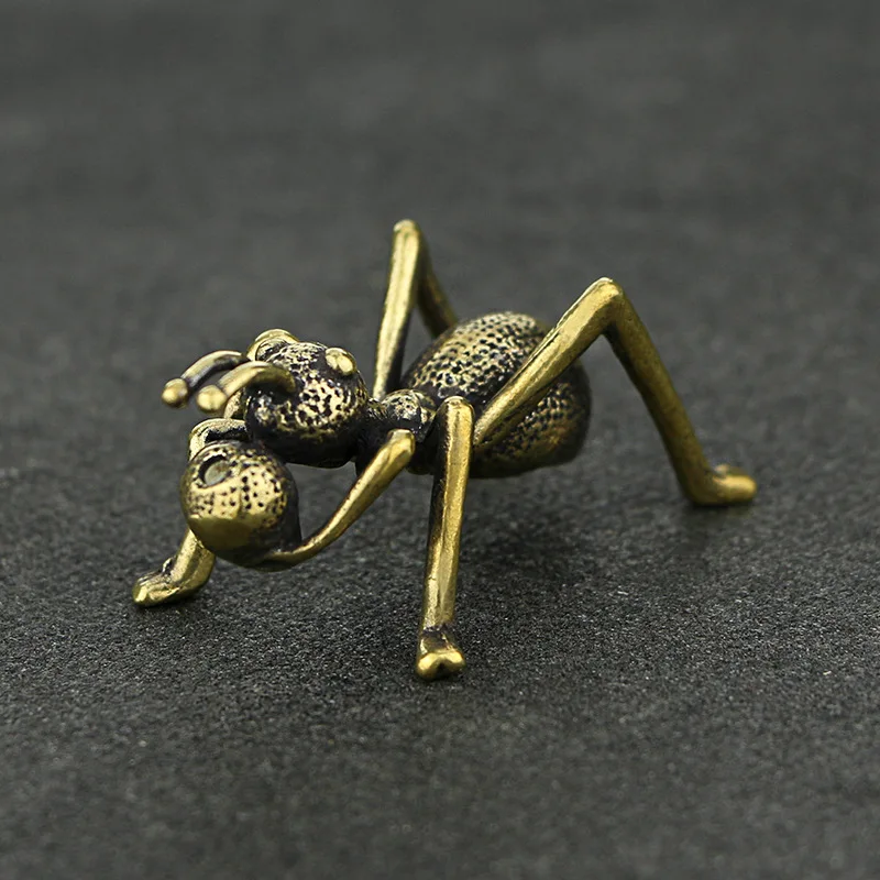 Твердая латунь фигурка животного мини муравей стол орнамент антикварный ручной работы стол Декор